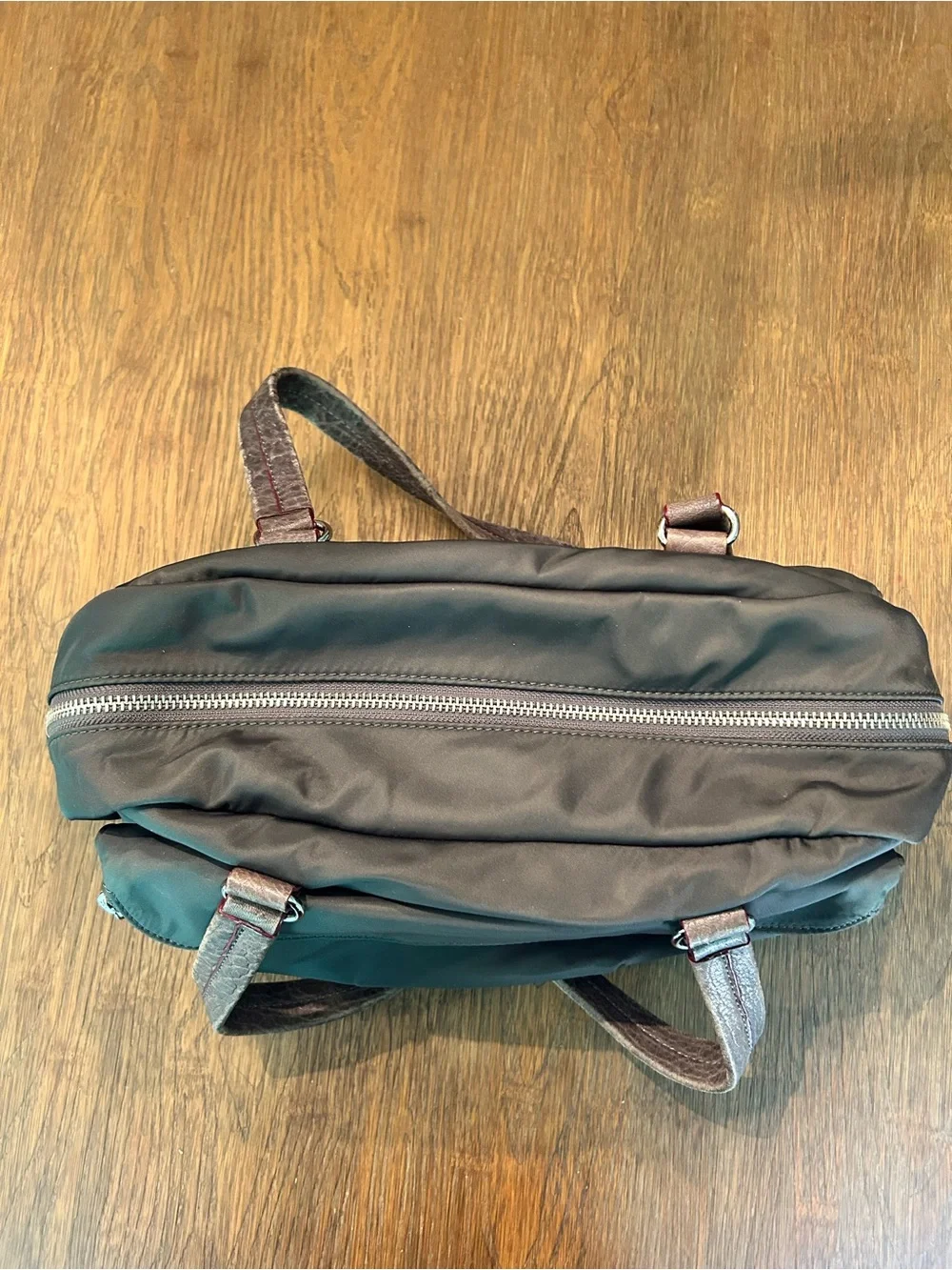 MZ Wallace Charcoal Nylon Shoulder Bag with Dual Front Pockets